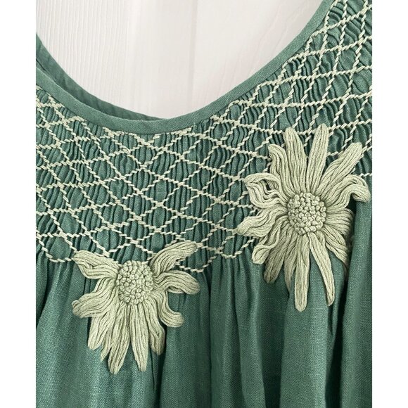 Innika Choo Green Mini Smock Embroidered Dress, One size only - Picture 6 of 16